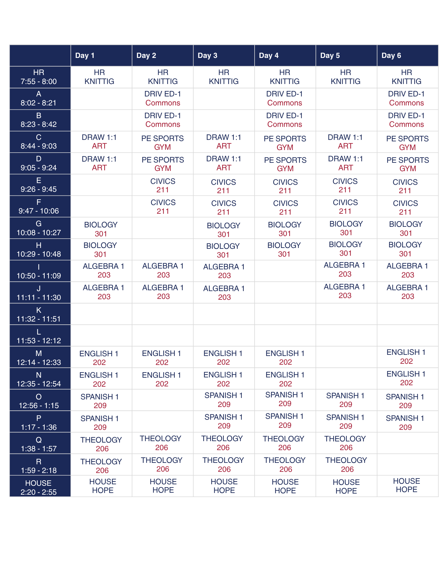 Mod Schedule